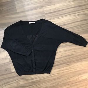 Sans Souci Black V-Neck Button-Up Cardigan